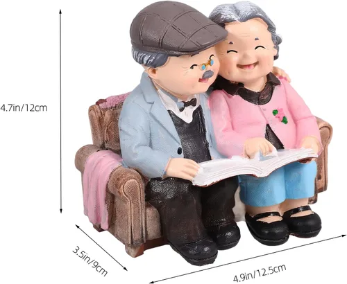 Vista 3 de Veemoon Figuras de pareja de ancianos, escultura romántica para parejas de ancianos, regalo para el día de San Valentín, aniversario, boda