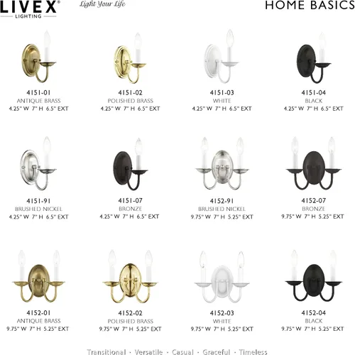 Vista 6 de Livex Lighting 4151-04 Home Basics Aplique de Pared Negro de 1 Luz