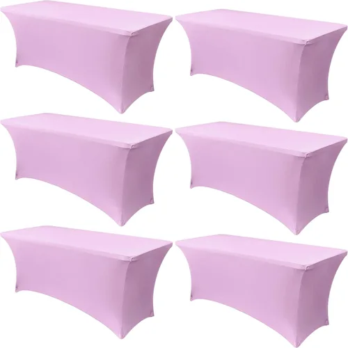 Vista 29 de Obstal Paquete de 6 Fundas de Mesa Elásticas de Spandex para Mesas de 6 Pies - Mantel Rectangular Universal Ajustado de 6 Pies Protector para Bodas