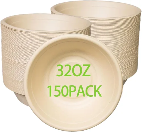 Vista 8 de Cuencos de papel compostables de 12 oz 200 unidades Paquete a granel resistente ecológico Desechables biodegradables hechos de fibras de caña