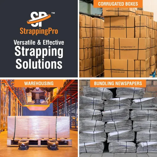 Vista 5 de Strapping Pro - Rollo de flejado de polipropileno de grado manual de resistencia industrial para envío de cajas