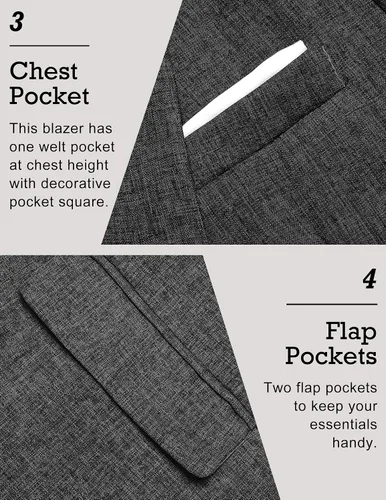 Vista 4 de COOFANDY - Chaquetas informales de traje para hombre, blazer liviano, abrigos deportivos de un botón