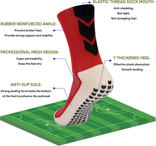 Vista 3 de QCWQMYL Calcetines de fútbol antideslizantes para hombre, 134 pares de calcetines antideslizantes para hospital, pilates, correr, calcetines