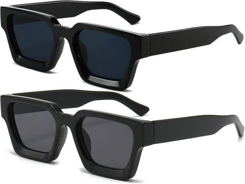 Vista 14 de AIEYEZO Gafas de sol cuadradas para mujeres y hombres, gafas de sol cuadradas con montura gruesa, estilo de diseñador simple