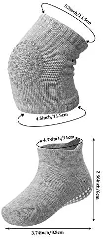 Vista 2 de Juego de 10 pares de rodilleras antideslizantes para bebés y calcetines antideslizantes para bebés, unisex para niños pequeños, calcetines