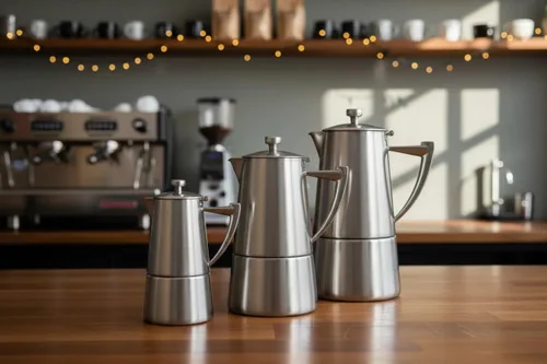 Vista 6 de CUISINOX Roma - Máquina de café expreso de acero inoxidable satinado para estufa, 10 tazas