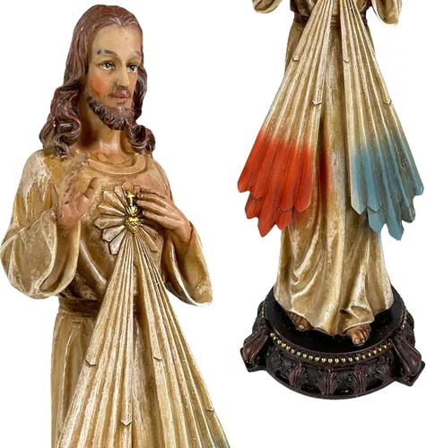 Vista 6 de Urbalabs Estatua de Jesucristo Santos Católicos Estatuas Religiosas Figuras religiosas 13 pulgadas Estatua del Sagrado Corazón de Jesús Crucificado
