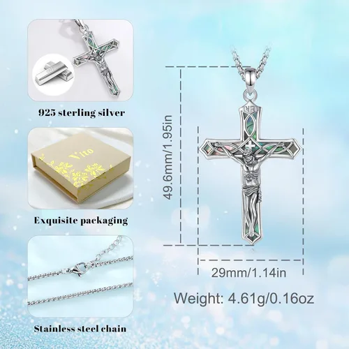 Vista 68 de Vito Collar de plata de ley 925 para mujeres y hombres, San Benito, crucifijo, Caravaca, San Cristóbal, San Judas, medalla patronal, amuleto