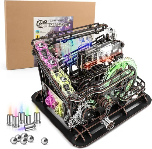 Vista 8 de OWNONE 1 Kit de modelo de reloj de madera 3D para adultos, reloj de escritorio de bricolaje, rompecabezas 3D de madera oscura, regalos