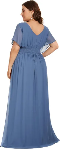 Vista 2 de Alisa Pan 7851-AS - Vestido largo formal de gasa para mujer talla extra grande