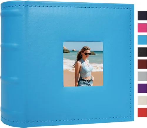 Vista 25 de Álbum de fotos pequeño de 4 x 6 pulgadas, 100 bolsillos con espacio de escritura, cubierta de cuero, libro de fotos con capacidad para fotos de 4 x