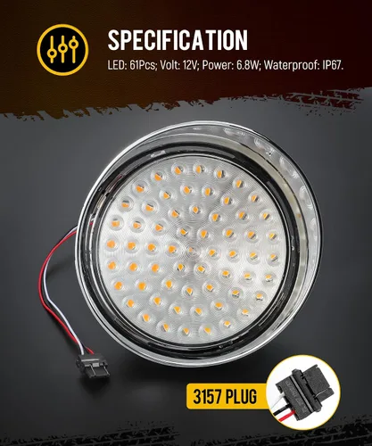 Vista 6 de Partsam 1 par de luces de circulación diurna de reemplazo para Freightliner Century 1996-2005, ámbar 61 LED/Lente transparente