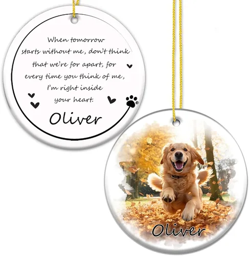 Vista 9 de Adorno personalizado para la primera Navidad, con nombre personalizado, estadísticas de nacimiento, foto, adornos redondos de cerámica para bebés
