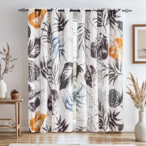 Vista 12 de SUBRTEX - Cortinas opacas de 52Wx63L, cortinas florales para oscurecer la habitación, cortinas de ventana aisladas térmicamente de 2 paneles