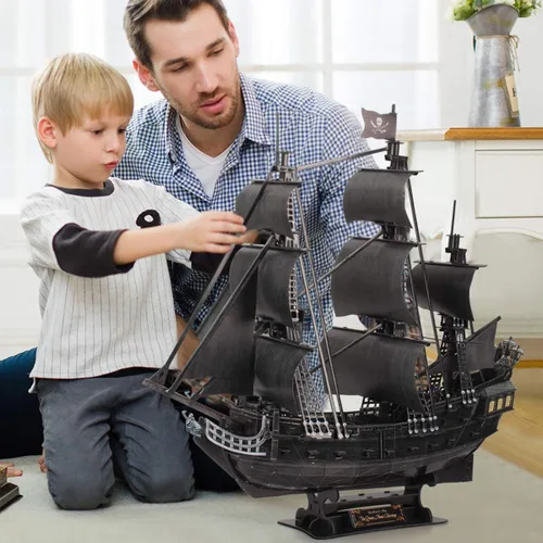 Vista 4 de CubicFun Rompecabezas 3D Queen Anne's Revenge Pirate Ship Puzzle Kit, 340