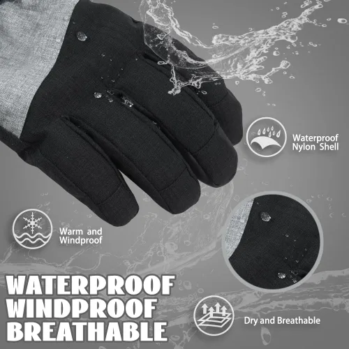 Vista 2 de Ixsun Guantes de esquí para hombres y mujeres, bolsillo con cremallera, suaves, cálidos, impermeables, resistentes al viento, adecuados para esquís