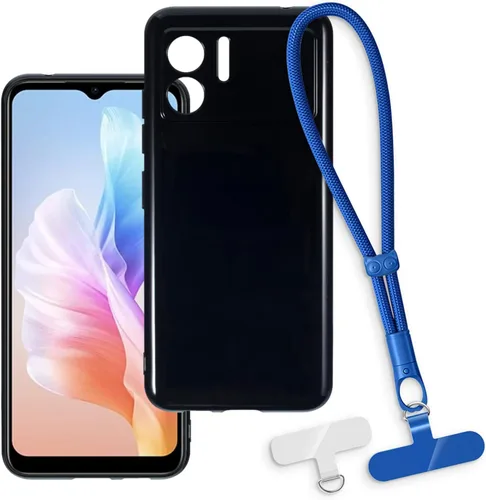 Vista 11 de Estuche y correa de muñeca para Doogee N50 - transparente+negro Funda protectora 2 en 1 para teléfono de 6.52 pulgadas con cordón desmontable