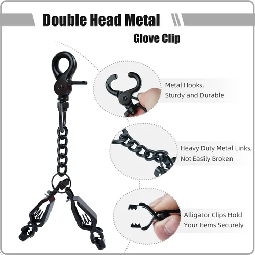 Vista 2 de MELOTOUGH Clips de Guante de Metal de Servicio Pesado Clips de Guantes para Trabajo Portadores de Guantes Clip de Guante de Seguridad con 2 Pinzas