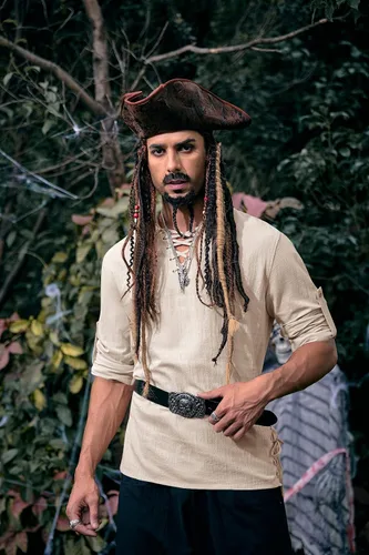 Vista 2 de Bbalizko Camisas piratas renacentistas, vikingas, steampunk, medievales, con cordones, manga larga, gótico, celta, hippie, victoriano