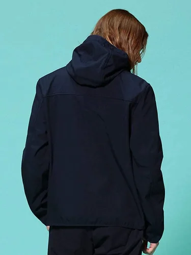 Vista 2 de Tommy Hilfiger Chaqueta Softshell ligera resistente al agua transpirable con capucha para hombre, Negro