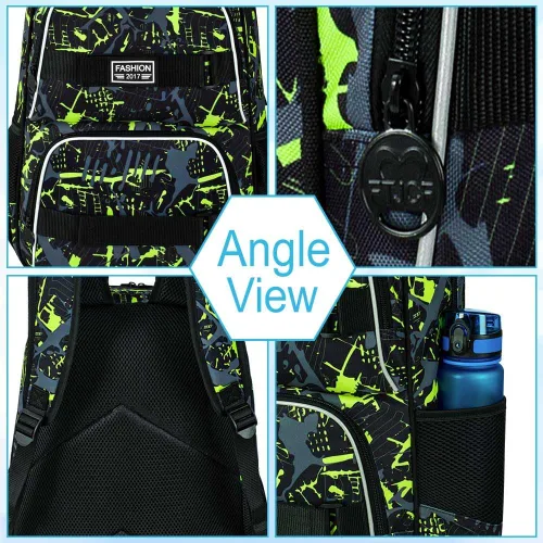 Vista 5 de Mochila de 17 pulgadas para niños y hombres, juego de 3 mochilas para portátiles universitarios para adolescentes y estudiantes, resistente al agua