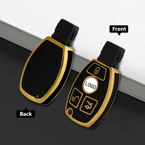 Vista 4 de Funda para llavero de automóvil de Mercedes Benz, con protección de TPU suave, compatible con Mercedes Benz C E S M CLS CLK G Class Keyless Smart