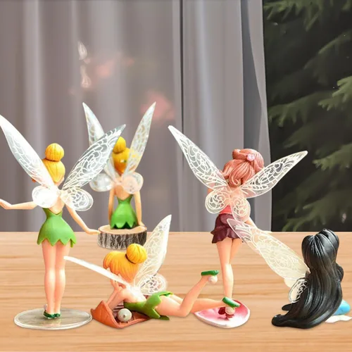 Vista 7 de 6 PCS Mini Figuras de Hadas para Jardín de Hadas, Adornos de Hadas en Miniatura de Resina, Hada Pequeña para Decoración de Pasteles de Cumpleaños