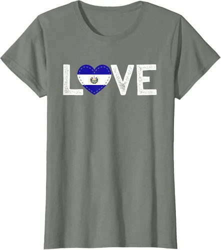 Vista 14 de Camiseta de regalo con la bandera de El Salvador LOVE, Negro, S