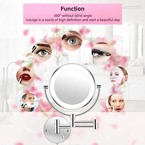 Vista 5 de Lighted Makeup Mirror 10x Wall Mounted Shaving Mirrors Magnifying with Dimmable Lights, Bathroom Mirror with Lights and Magnification, Touch Sn, UK