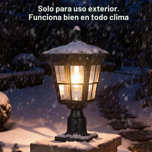 Vista 6 de Lámpara solar para poste de luz, aluminio fundido, impermeable, luces LED de pilar con vidrio para exteriores, del atardecer al amanecer, luz solar
