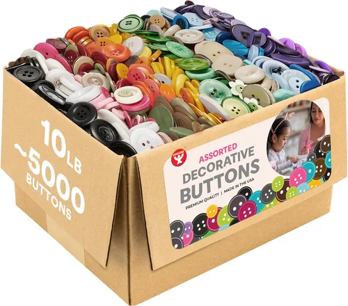 Vista 11 de 500 botones surtidos (aproximadamente) para manualidades – Contenedor a granel de 1 libra – Botones pequeños y grandes para coser, camisas, ropa