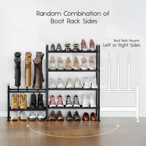 Vista 5 de Homsorout Zapatero organizador y almacenamiento – Zapatero de metal de 4 niveles con almacenamiento para botas y lateral cualquier combinación