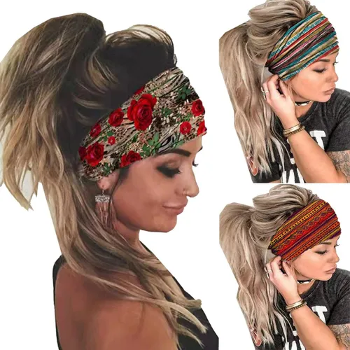 Vista 12 de K-Elewon Paquete de 3 diademas elásticas anchas para mujer, bandas para el cabello para yoga, deportes