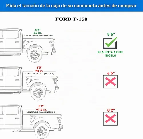 Vista 6 de Toptiny - Cubierta de cama de camioneta plegable de perfil bajo, se adapta a Ford F-150 2004-2014 de 5'5" de largo (66")
