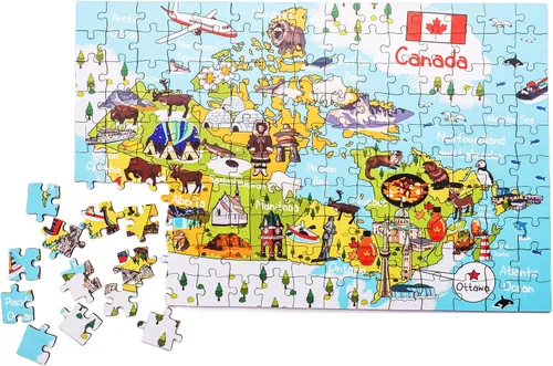 Vista 5 de Rompecabezas de madera con mapa de Canadá de 152 piezas, 15 x 10 pulgadas