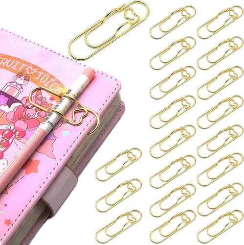Vista 9 de Soporte para bolígrafo para cuaderno, 20 clips de metal coloridos para bolígrafos, soporte multifuncional para clips de papel, portátil, lindo