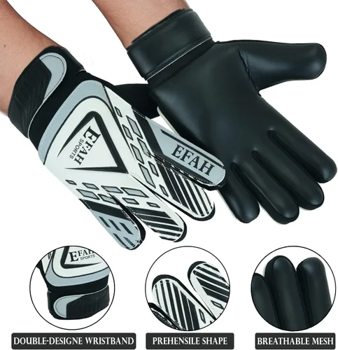 Vista 2 de Guantes de portero de fútbol para niños y jóvenes, guantes de portero de fútbol con palmas de agarre fuerte