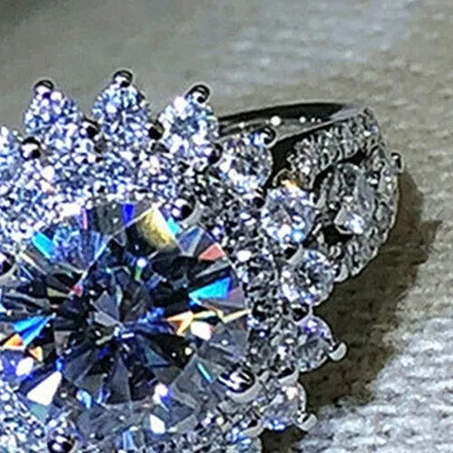 Vista 65 de Iumer - Anillo de zircón de dos piezas con incrustaciones de diamantes de imitación artificiales para mujer, talla 6-10.