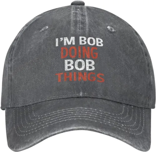 Vista 2 de Gorra de béisbol con texto en inglés "I'm Bob Doing Bob Things", gorra de béisbol ajustable para deportes al aire libre