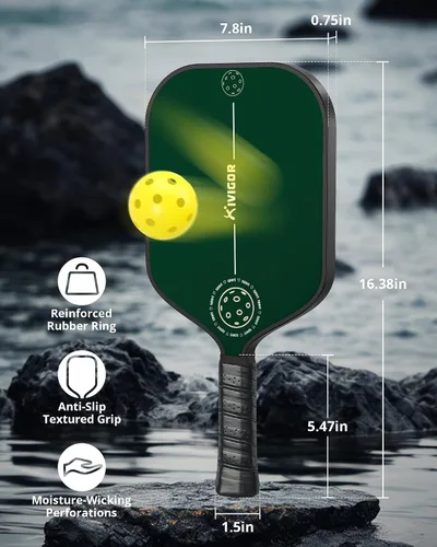 Vista 5 de Pickleball Paddles Set of 2, Carbon Fiber Surface, Polypropylene Honeycomb Core, Lightweight Pickleball Rackets Pickle Ball Paddle Set 2 Pack
