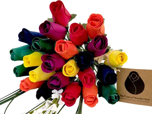 Vista 9 de Ramos originales de rosas de madera en 1, 2, o 3 docenas, Madera de abedul, 1 Docena