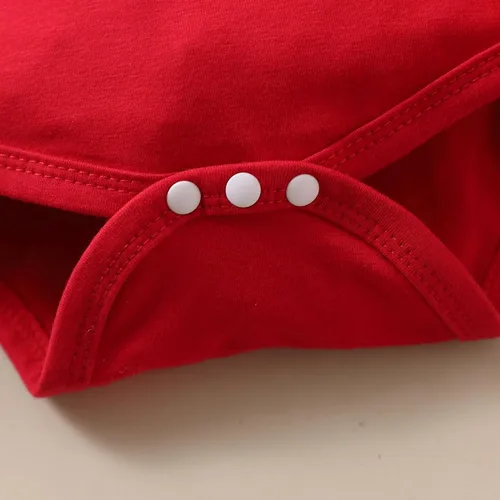 Vista 7 de Traje de Navidad para bebé, lindo traje de escalada con diadema, vestido rojo de una pieza para niñas de 0 a 3 años