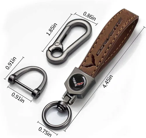 Vista 3 de KIKKS Llavero de cuero genuino para Corvette, llavero de acero inoxidable para mujeres y hombres, regalo familiar, Cuero-corv-ete-bn