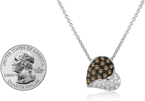 Vista 5 de White and Chocolate Diamond with Gemstone Heart Pendant Necklace for Women in 14k Gold (Fancy BrownH-I, VS2-SI2, cttw) on 18 or 20 Inch Long Chain