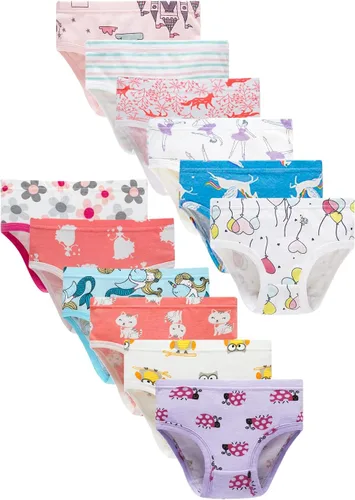Vista 6 de Family Feeling Ropa interior para niña pequeña, bragas para niños grandes, ropa interior suave, 100% algodón 6 paquete-31yu