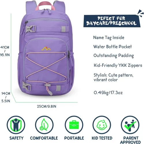 Vista 2 de MOUNTAINTOP Mochila infantil para niños y niñas, mochila escolar de jardín de infantes para niños y niñas, mochila ligera para niños
