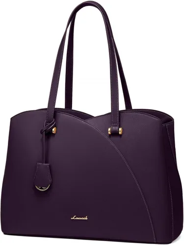Vista 12 de LOVEVOOK Bolso de mano para laptop para mujeres, bolsos de trabajo, bolso para laptop para maestros, bolso de computadora de cuero, carteras Negro