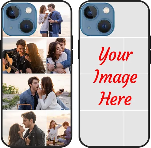 Vista 12 de Funda de teléfono con foto personalizada para iPhone 13 Mini, imagen/texto personalizados, funda negra delgada y suave, regalo único de nicho