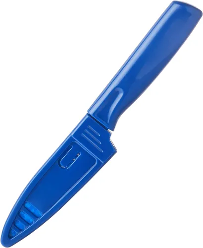 Vista 8 de Mercer Culinary Cuchillos de pelar antiadherentes con fundas ABS, 4 pulgadas, rojo/azul/negro, paquete de 3