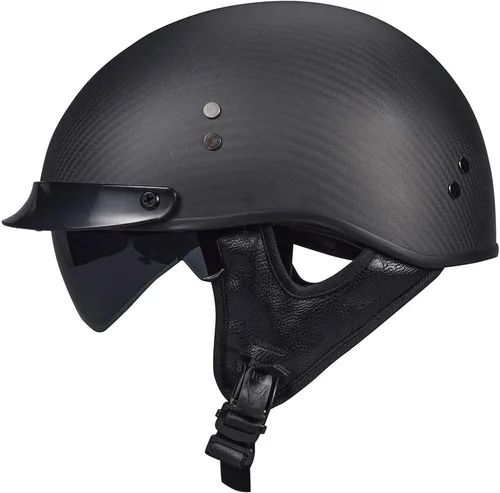 Vista 11 de VCOROS - Cascos de cara abierta de fibra de carbono estilo retro para motocicleta, cascos de media cara para hombres y mujeres, para moto, crucero